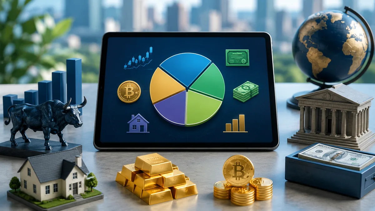 diversified investment portfolio with asset classes no text