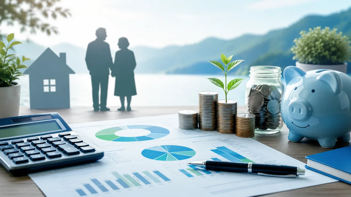 Retirement planning calculator with mutual fund portfolio charts, no text