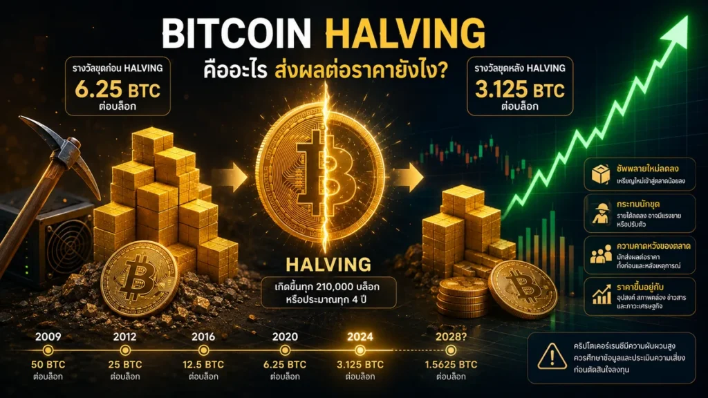 Bitcoin Halving คืออะไร กระทบราคาอย่างไร