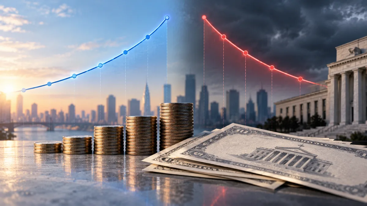 Financial market yield curve concept with government bonds and abstract upward and inverted curves, no text, no characters, no logos